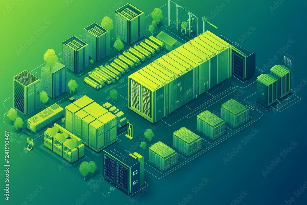 Fototapeta premium Sustainable Data Center Infrastructure: A Modern, Efficient, and Green Design for the Future