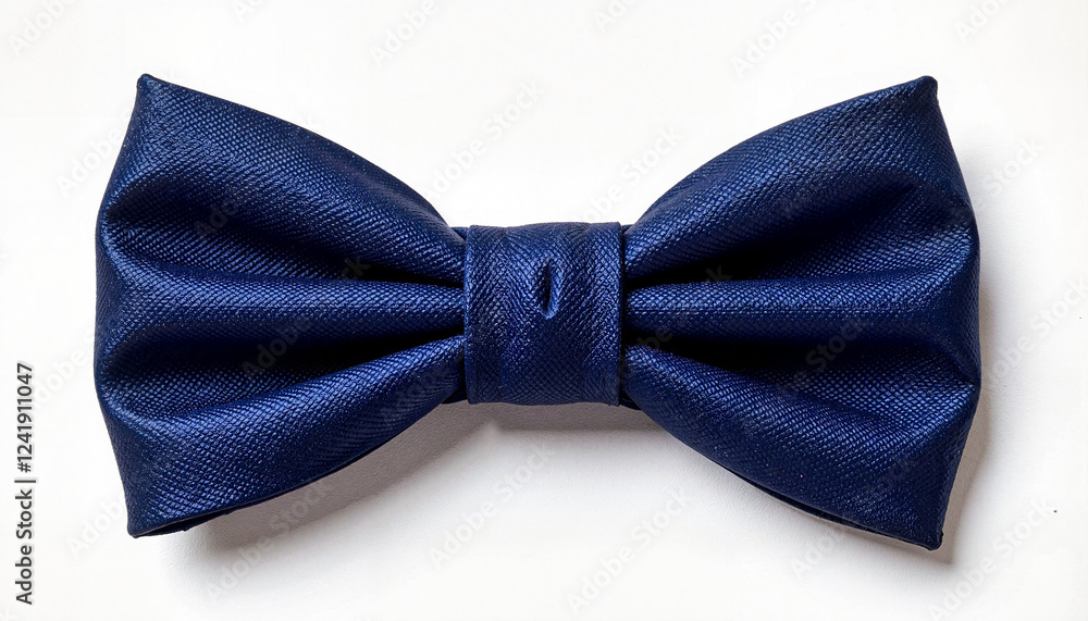 Elegant navy bow tie on plain white background, formal style Elegant navy bow tie on plain white background, formal style