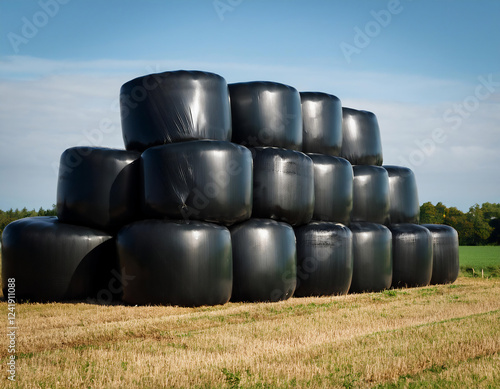 silage bales in a field