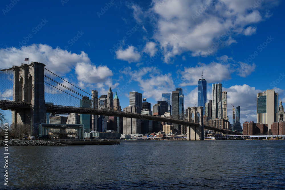 View of Manhattan from Brooklyn Bridge Park. View of Manhattan from Brooklyn Bridge Park.