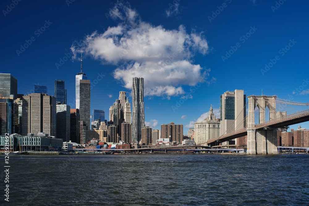View of Manhattan from Brooklyn Bridge Park. View of Manhattan from Brooklyn Bridge Park.