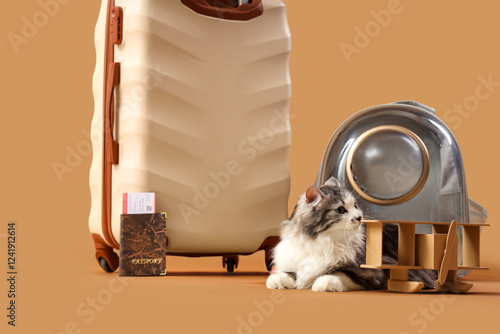 Cute cat with backpack carr...