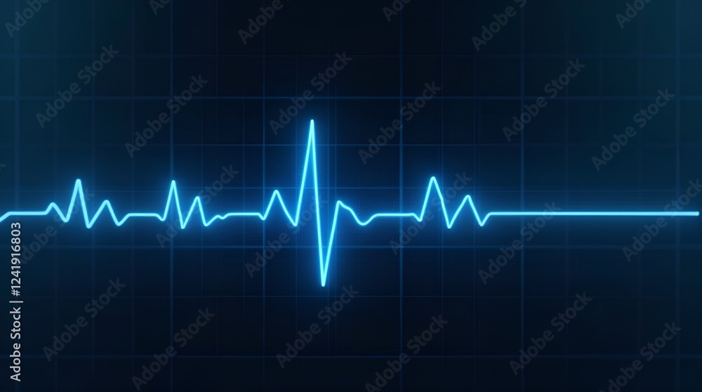 Heart rate monitor graph with blue line, medical technology, digital display with copy space Heart rate monitor graph with blue line, medical technology, digital display with copy space