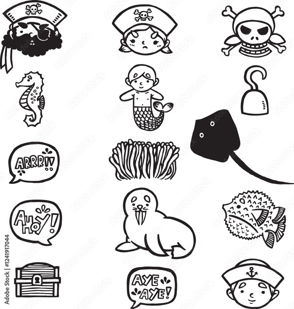 Fototapeta premium Vector Handdrawn Sea 3 (white background)