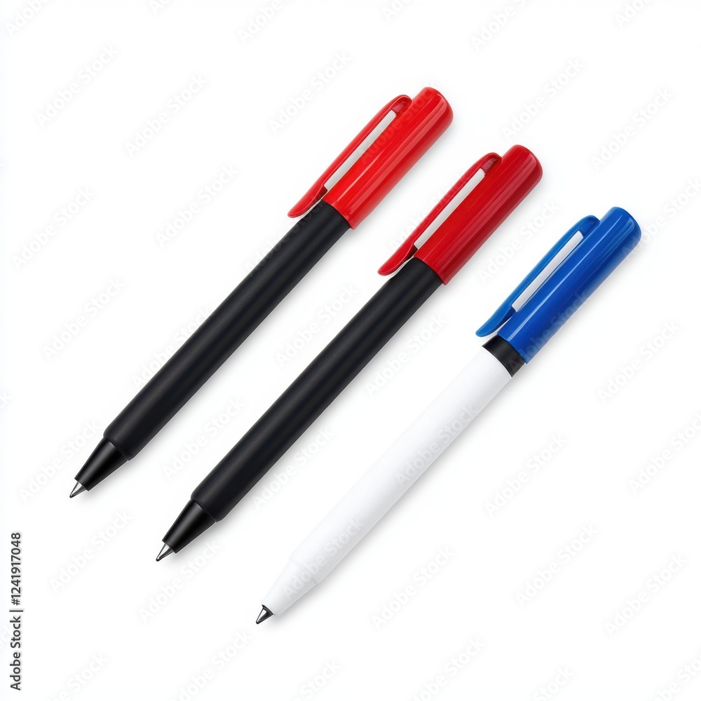 Assorted Ballpoint Pens in Black, Red, and Blue Colors for Office and School Supplies Assorted Ballpoint Pens in Black, Red, and Blue Colors for Office and School Supplies
