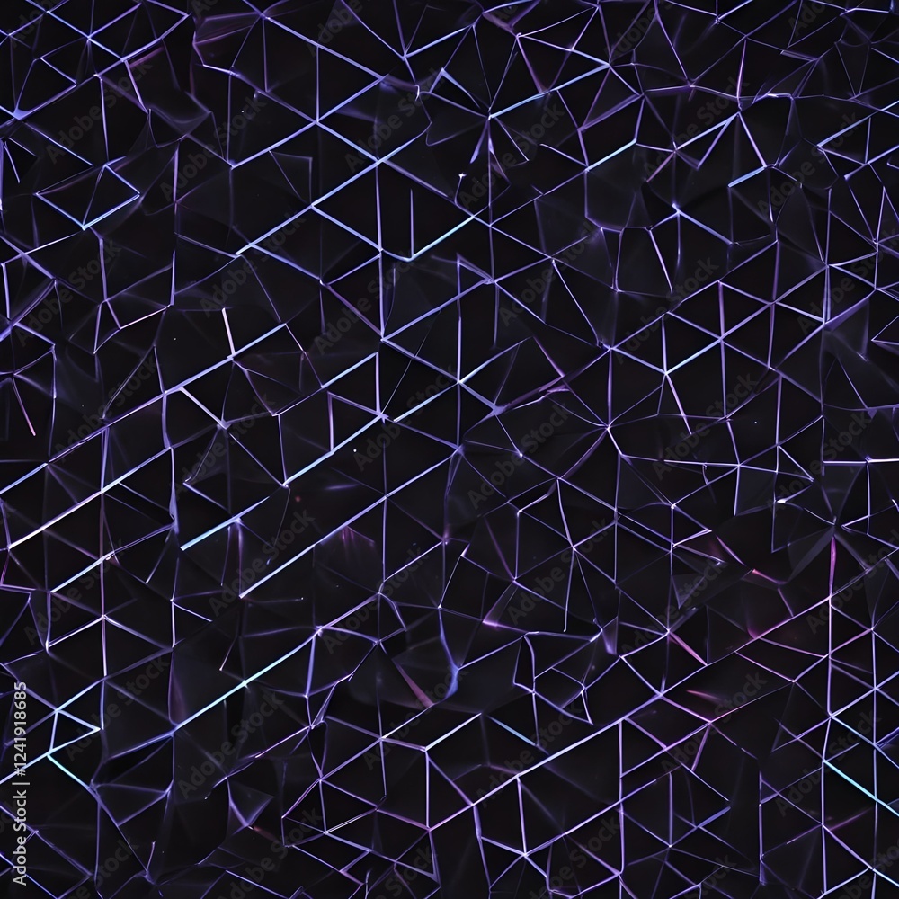 Obraz premium Holographic Grids on Matte Black Glowing geometric 