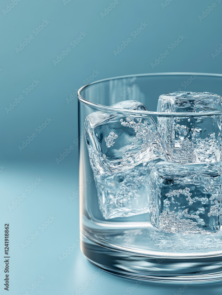 Ice cubes in a glass with clear water. Ice cubes in a glass with clear water.
