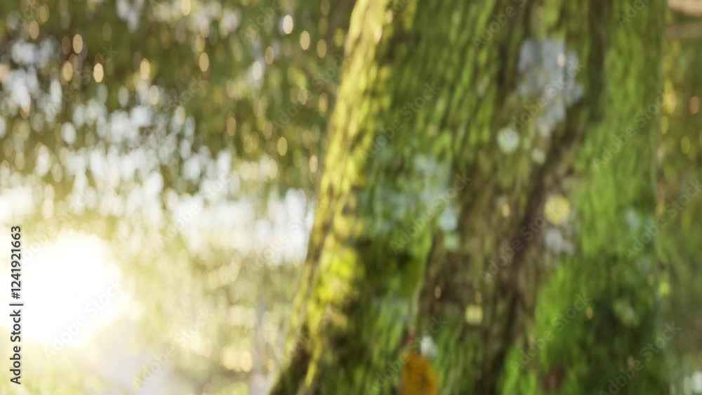A serene 3D animation of a deciduous forest, featuring towering oak trees with moss-covered trunks. Sun rays pierce through the canopy, illuminating a peaceful clearing dotted with stones and herbs A serene 3D animation of a deciduous forest, featuring towering oak trees with moss-covered trunks. Sun rays pierce through the canopy, illuminating a peaceful clearing dotted with stones and herbs