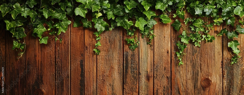 Lush Ivy on Rustic Wooden Fence Lush Ivy on Rustic Wooden Fence
