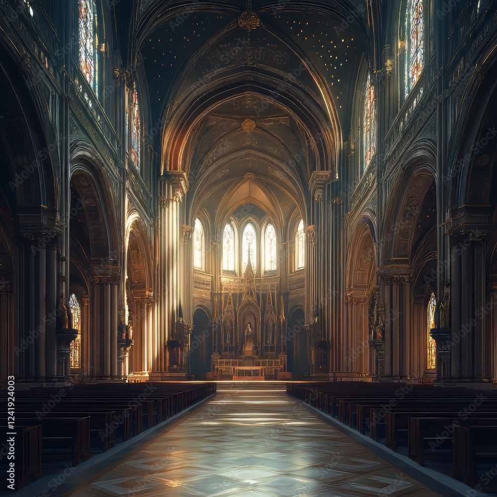 Fototapeta premium Sunlit grandeur of a cathedral