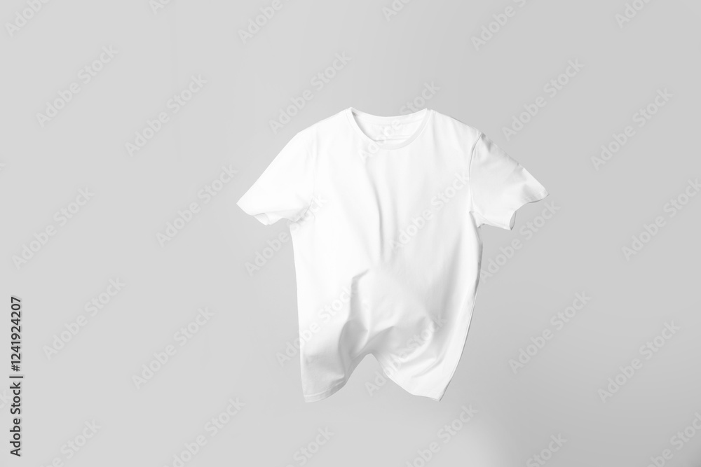 One stylish t-shirt in air on white background One stylish t-shirt in air on white background