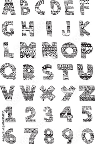 Vector Alphabet Cute Handdrawing (white background)