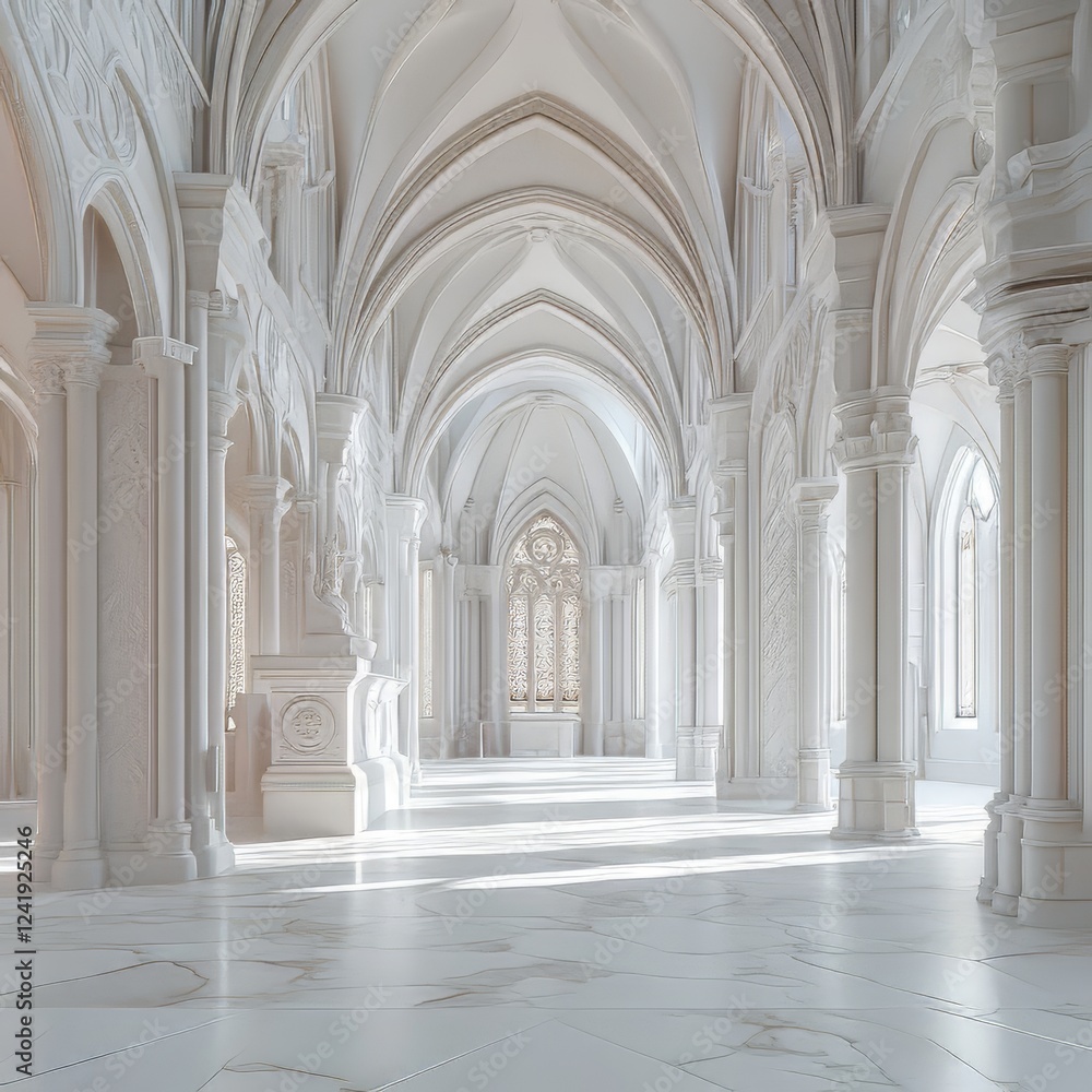 Fototapeta premium Serene white cathedral interior