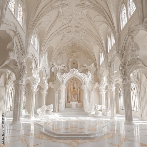 All-white cathedral interior
