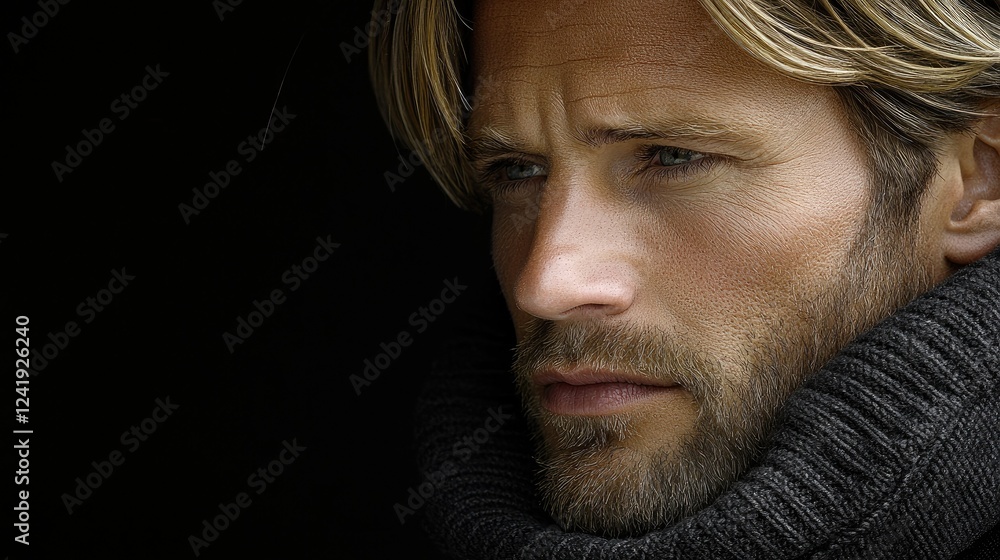 Obraz premium Blond haired man wearing a turtleneck sweater