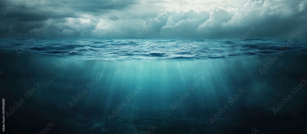 Fototapeta premium Ocean Depth: A Dramatic Underwater Scene