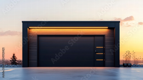 Wallpaper Mural A sleek and stylish garage door with modern architectural features.  Torontodigital.ca