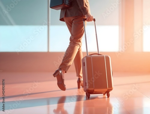 Woman walking with a small suitcase