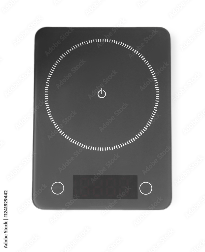 Fototapeta premium Modern electronic kitchen scale isolated on white, top view
