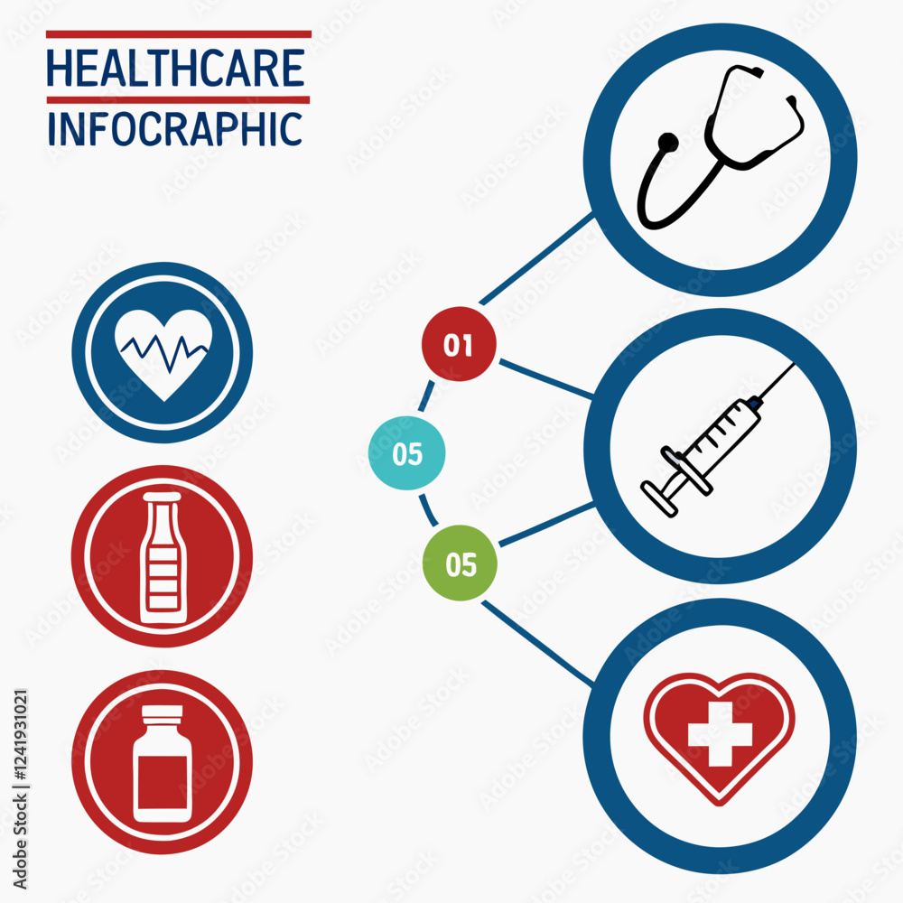 Healthcare Infographic Design with Medical Icons - Vector Illustration Healthcare Infographic Design with Medical Icons - Vector Illustration