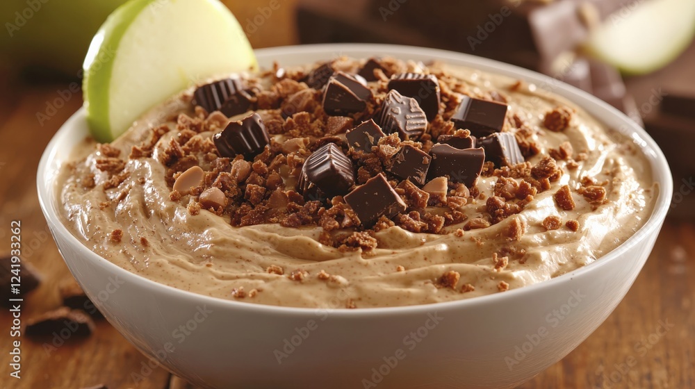 Delicious Chocolate Dessert Dip with Crunchy Toppings and Apple Slices Delicious Chocolate Dessert Dip with Crunchy Toppings and Apple Slices