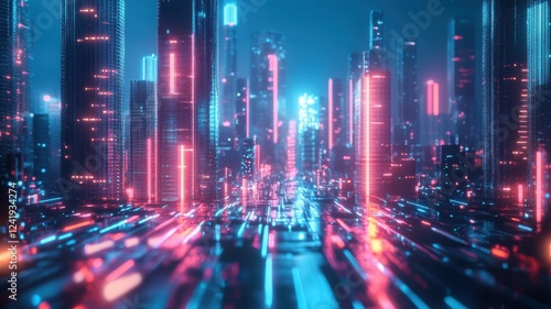 A vibrant, futuristic citys...