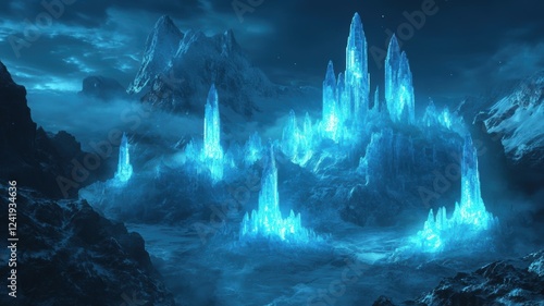 Dreamy ice cavern featuring...