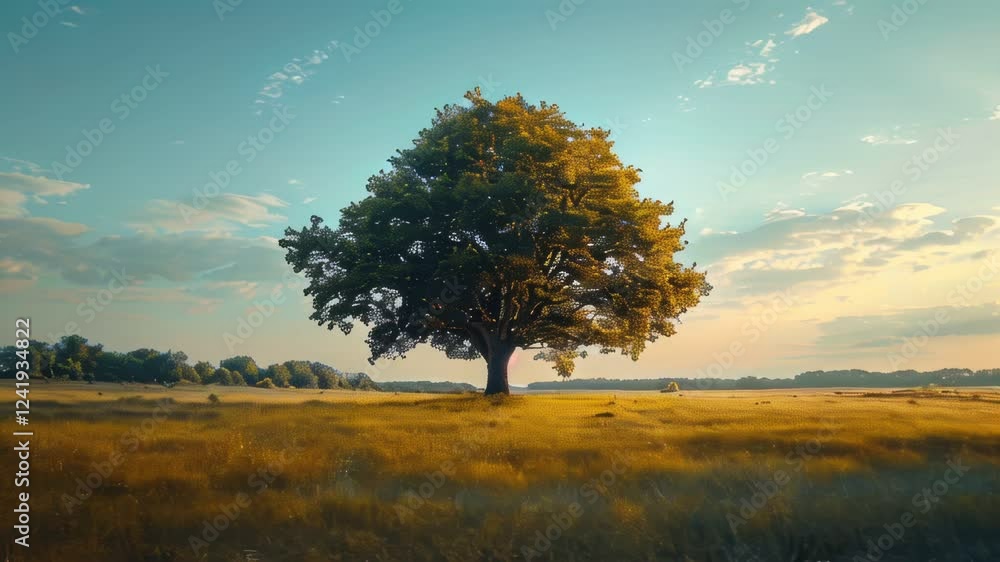 Lone tree in a field with a sky background Lone tree in a field with a sky background