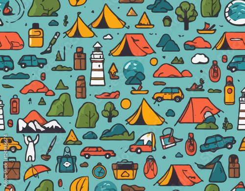 Colorful Adventure Icons for Travel Enthusiasts and Explorers