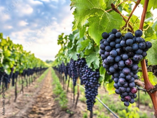 Wallpaper Mural Vineyard with Bunches of Grapes Torontodigital.ca
