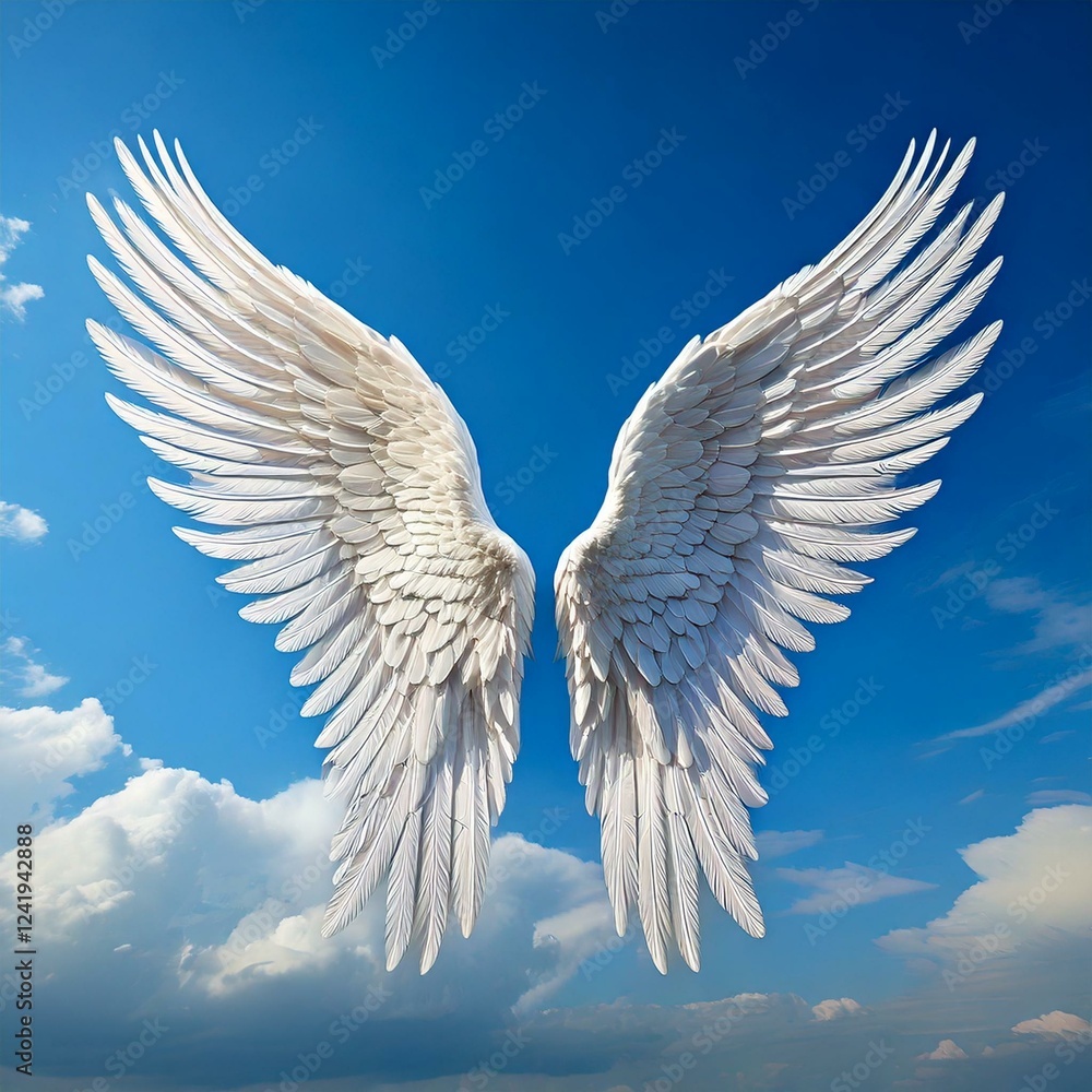 angel wings on blue sky