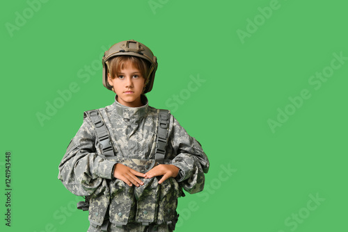 Portrait of teenage soldier...