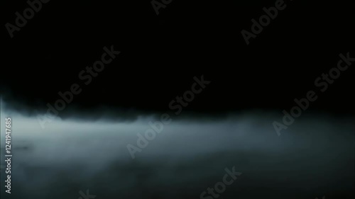 loop video wispy cloud rolling staying mystical top fume bottom smoke background floor overlay steam chimney skittish scarey air smog ice flowing swirl fog rising bubbling ground thick plume black
