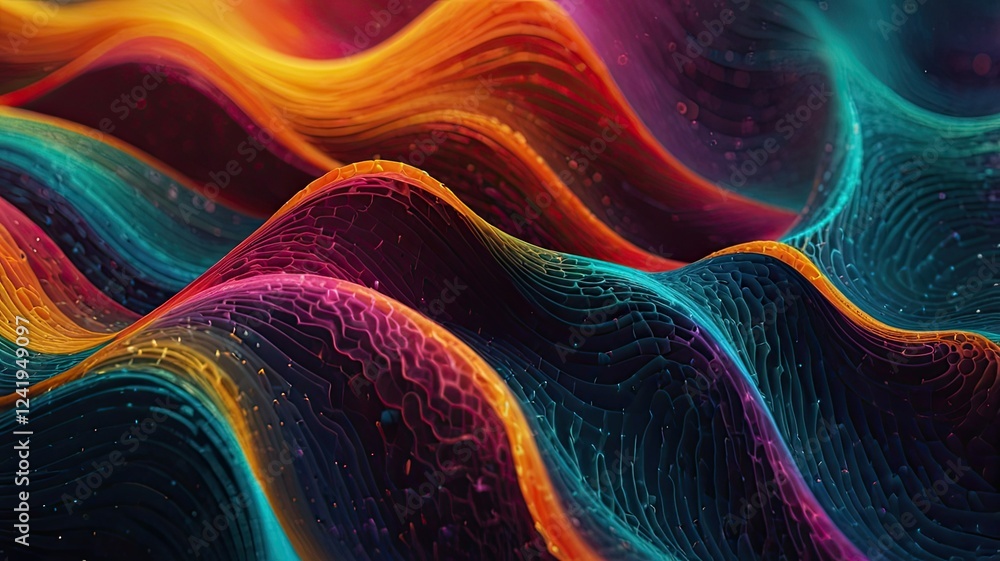 Fototapeta premium Vibrant colors blend and flow in intricate wave patterns creating a mesmerizing visual experience that captures the essence of abstract art
