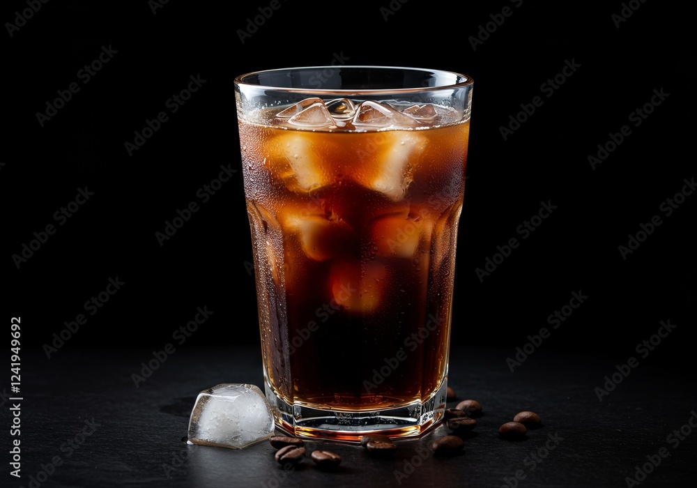 glass with iced coffee isolated on a transparent background. Generative Ai. glass with iced coffee isolated on a transparent background. Generative Ai.