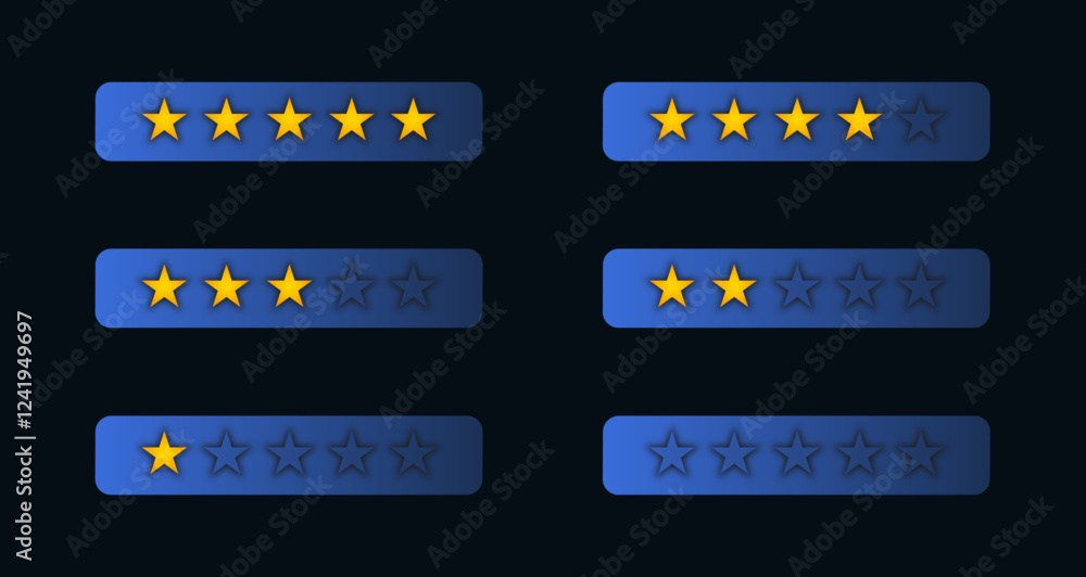 gold star rating bars on a dark blue background