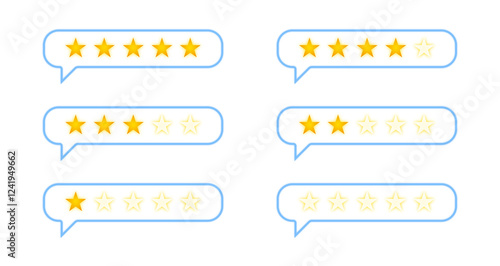 Obraz na płótnie golden star ratings in chat bubbles w salonie