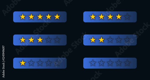 gold star rating bars on a dark blue background