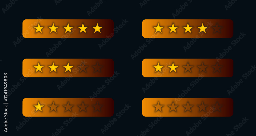 gold star rating bars on a gradient orange background