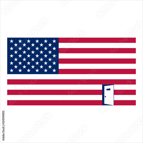  an open door on the USA flag     represents american immigration policies   toward welcoming immigrants and refugees
