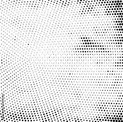 Grunge halftone gradient background. Faded grit noise texture. White and black sand wallpaper. 