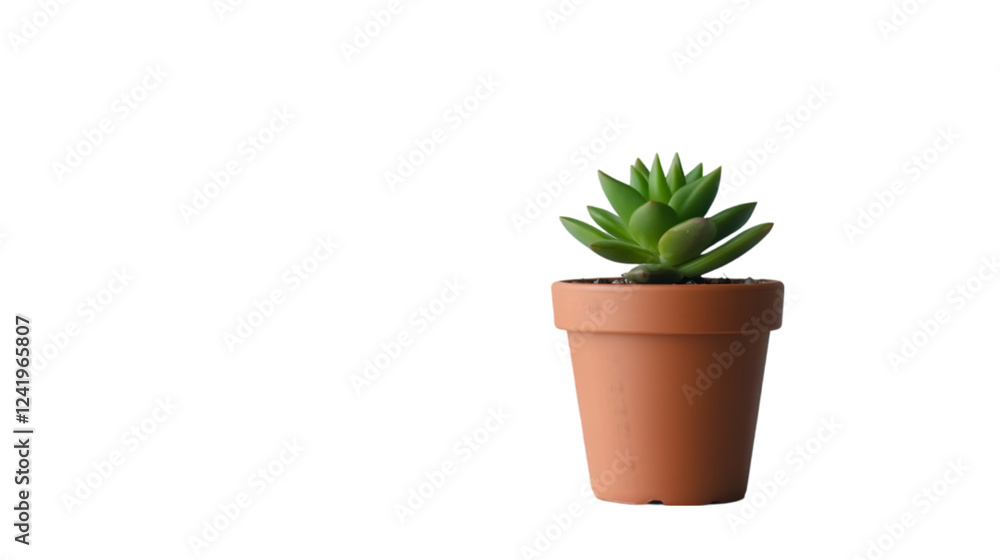 A small succulent plant, neatly placed in a terracotta pot, on a white table. Transparent background
A small succulent plant, neatly placed in a terracotta pot, on a white table. Transparent background