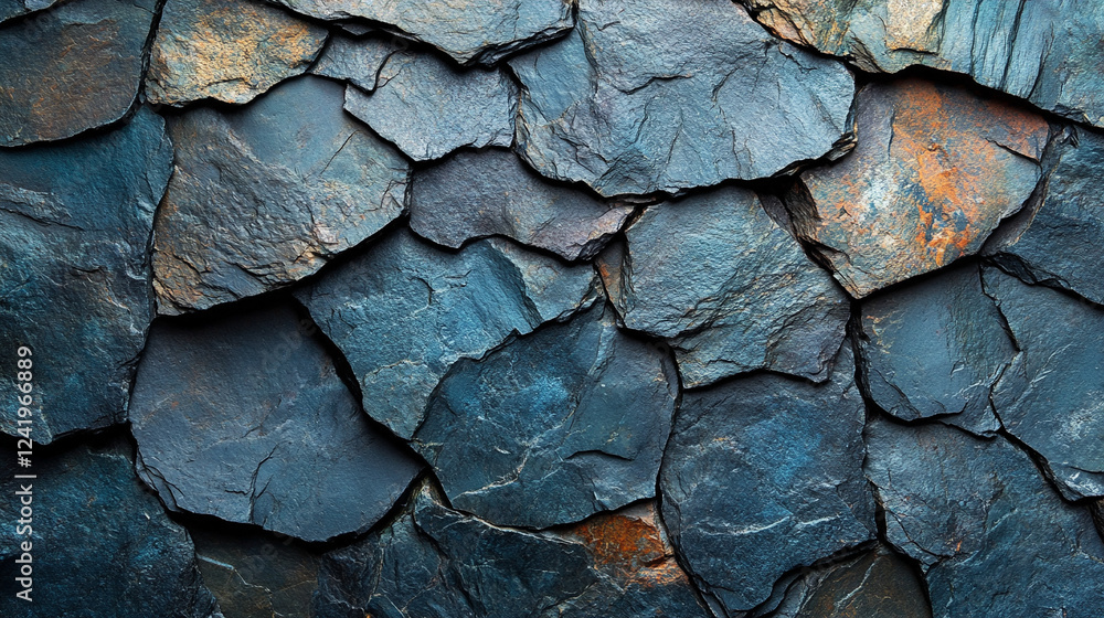 Dark blue slate rock texture with cracked layers, creating a rugged, natural surface. Perfect for projects focusing on geology, nature, or abstract designs, with space for captions.
Dark blue slate rock texture with cracked layers, creating a rugged, natural surface. Perfect for projects focusing on geology, nature, or abstract designs, with space for captions.