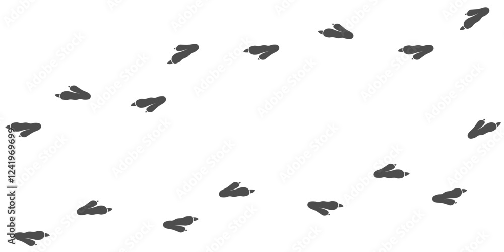 Vector trail print of bird isolated on white background. Footprint silhouette tracks of Ostrich. Paw Print. Vector illustration. EPS10. Vector trail print of bird isolated on white background. Footprint silhouette tracks of Ostrich. Paw Print. Vector illustration. EPS10.