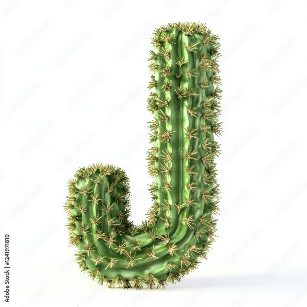 Naklejka premium Cactus Letter J