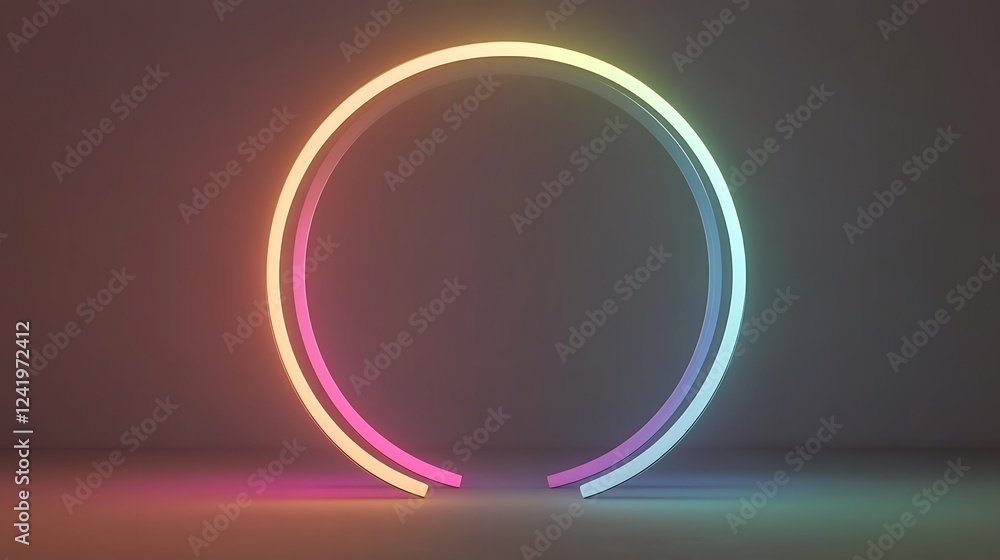 Rainbow neon circle, dark studio Rainbow neon circle, dark studio
