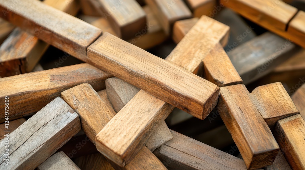 Chaotic wooden block arrangement Chaotic wooden block arrangement