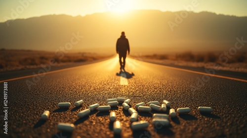 A conceptual image illustrating the struggle and triumph of breaking free from opioid and prescription drug addiction, symbolizing the path to recovery and freedom.