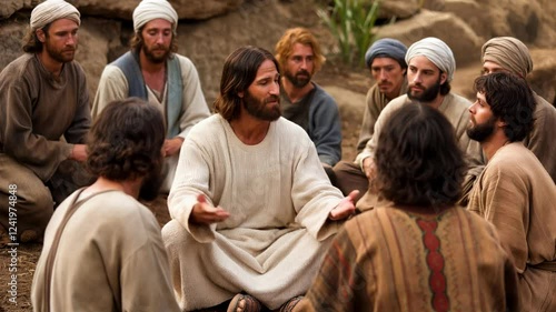 Jesus talking to his disciples	