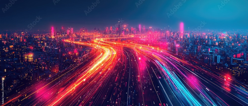 A vibrant cityscape at night, showcasing dynamic light trails and a modern skyline, highlighting urban energy and movement. A vibrant cityscape at night, showcasing dynamic light trails and a modern skyline, highlighting urban energy and movement.